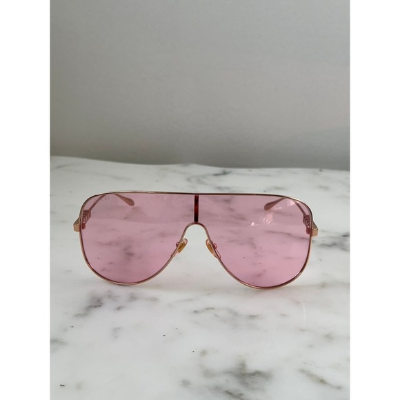 NEW Gucci GG1436S Gold Metal Shield Pink Sunglasses - Picture 4 of 7